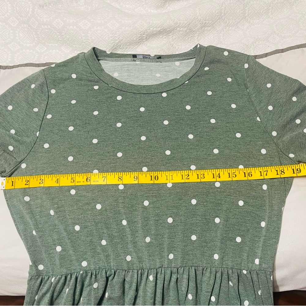 Green Midi Dress With White Polka Dots - Picture 6 of 8